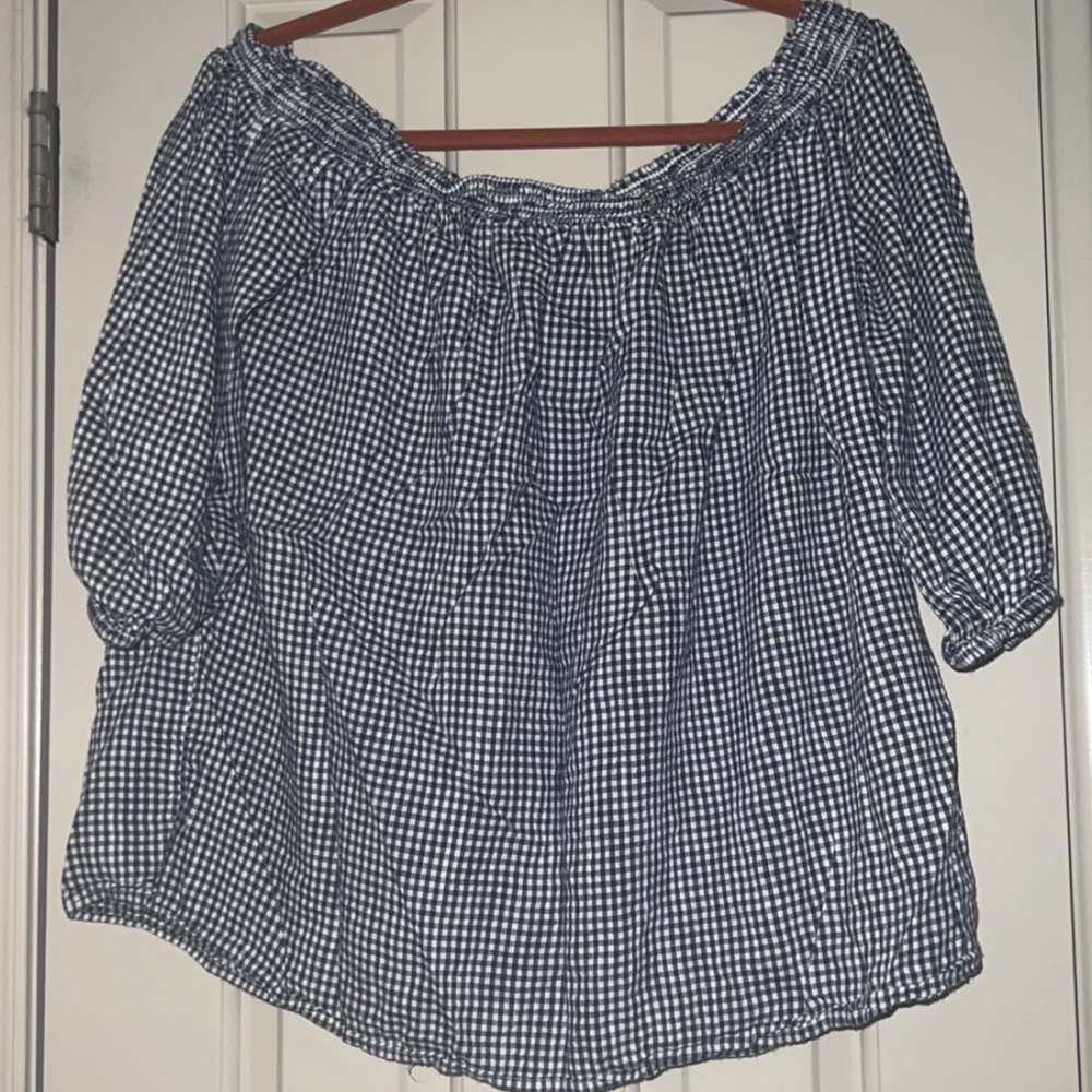 Plaid Off Shoulder Shirt